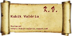 Kubik Valéria névjegykártya